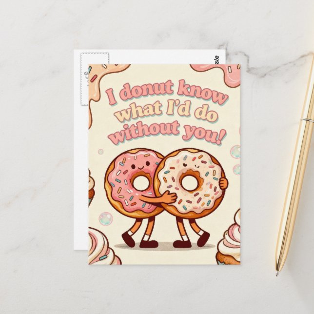 Cheesy Donuts Love Postcard (Front/Back In Situ)