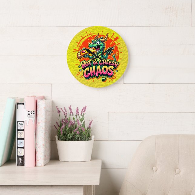 Cheesy Dragon Delight Large Clock (Reading Room)