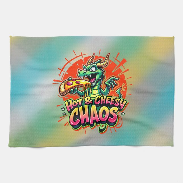 Cheesy Dragon Delight Tea Towel (Horizontal)