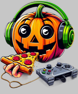 Cheesy Halloween Vibes: Pumpkin Enjoys Pizza