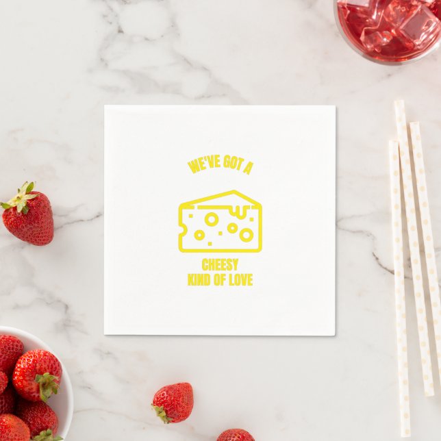 Cheesy kind of love funny cheese pun jokes napkin (Insitu)