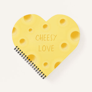 "Cheesy Love" Adorable Custom Cheese Heart Shaped Notebook