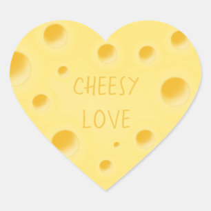 "Cheesy Love" Adorable Customisable Swiss Cheese Heart Sticker