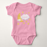 Cheesy Moon & Stars Personalised Fluffy Cloud Pink