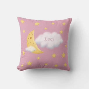 Cheesy Moon & Stars Personalised Fluffy Cloud Pink Cushion