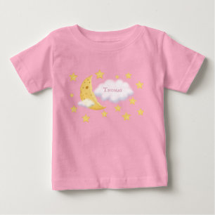 Cheesy Moon & Stars Personalized Fluffy Cloud Cute Baby T-Shirt