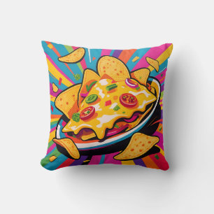 Cheesy Nachos Explosion Pattern Cushion
