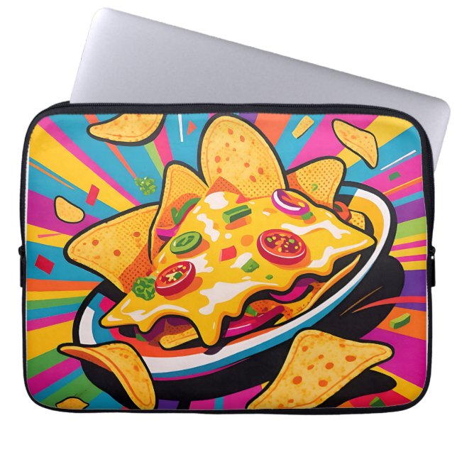 Cheesy Nachos Explosion Pattern Laptop Sleeve (Front)