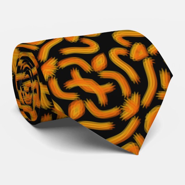 Cheesy Noodle Doodle Art Mirrored Image Pattern Tie (Rolled)