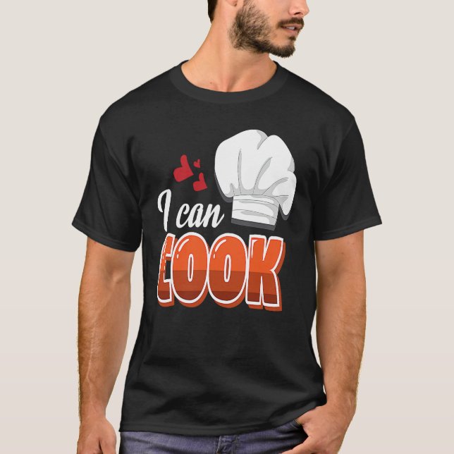Cheesy Pickup Line Hook Up I Can Cook T-Shirt (Front)