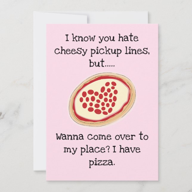 Cheesy Pickup Line Pizza Valentine Flat Holiday Card (Front)