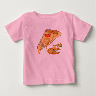 Cheesy Pizza Cartoon Design Baby T-Shirt