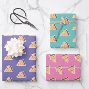 Cheesy Pizza  Pepperoni Meat Slices Dripping Wrapping Paper Sheet