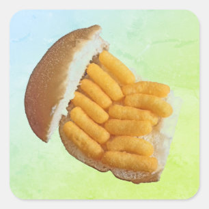 Cheesy Puff Fun Stickers. Square Sticker