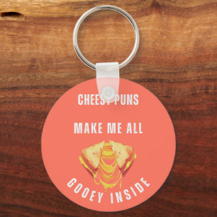 Cheesy Puns Make Me All Gooey Inside  Key Ring