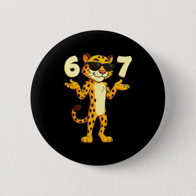Cheetah 67 Meme Funny Kids Teens Gen Alpha Slang 6 6 Cm Round Badge (Front)