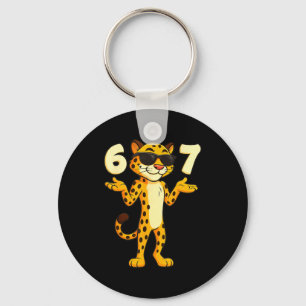 Cheetah 67 Meme Funny Kids Teens Gen Alpha Slang 6 Key Ring