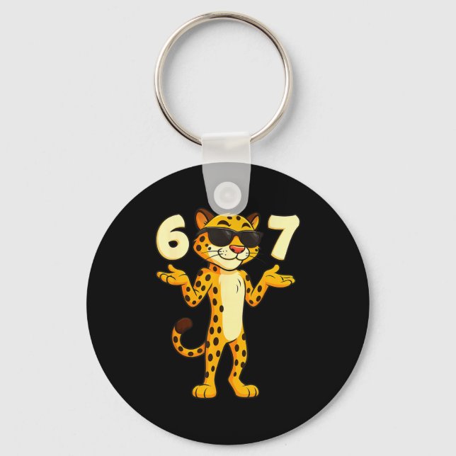 Cheetah 67 Meme Funny Kids Teens Gen Alpha Slang 6 Key Ring (Front)