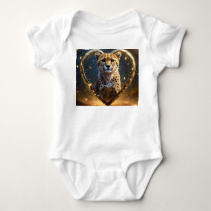 Cheetah: A Golden Love Heart Baby Bodysuit
