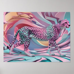Cheetah Abstract Wallpaper in Pastel Colour Poster