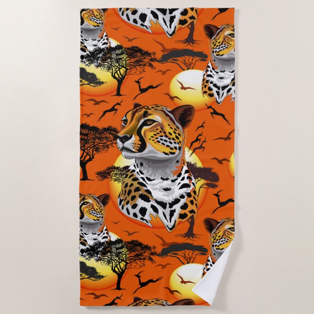 Cheetah African Feline Wild Animal Beach Towel (Front)