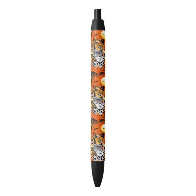 Cheetah African Feline Wild Animal Black Ink Pen (Front Vertical)