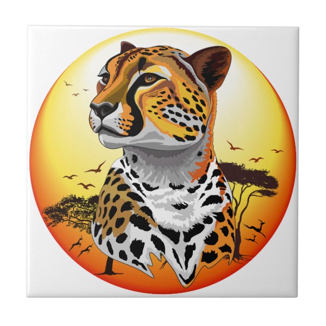 Cheetah African Feline Wild Animal Ceramic Tile (Front)