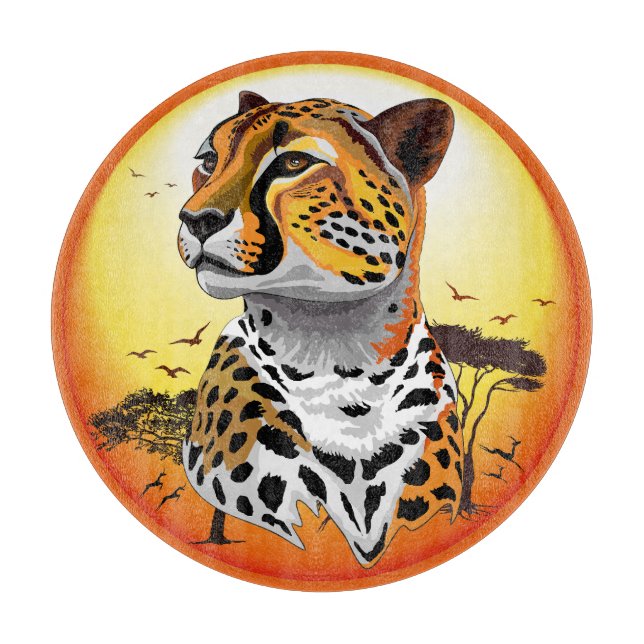 Cheetah African Feline Wild Animal Cutting Board (Front)