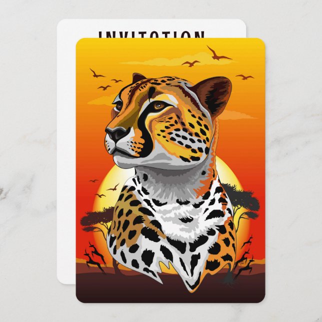 Cheetah African Feline Wild Animal Invitation (Front/Back)