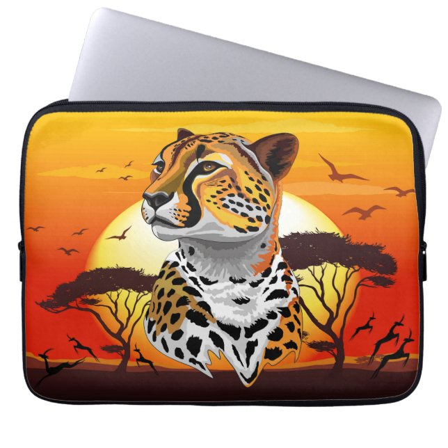 Cheetah African Feline Wild Animal Laptop Sleeve (Front)