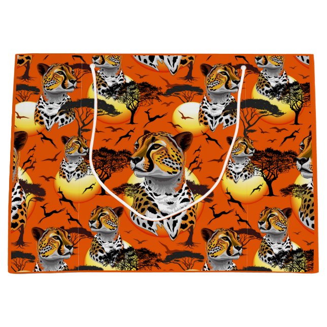 Cheetah African Feline Wild Animal Large Gift Bag (Front)
