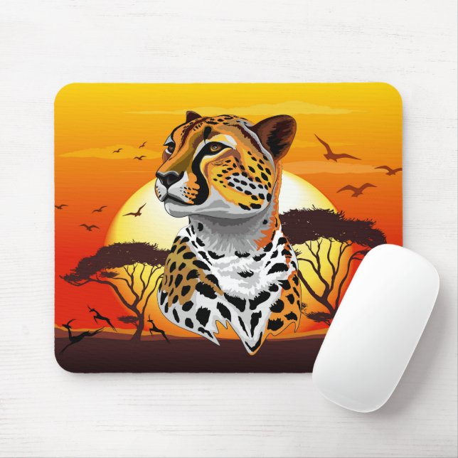 Cheetah African Feline Wild Animal Mouse Pad (With Mouse)