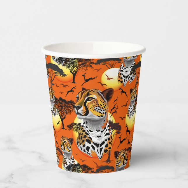 Cheetah African Feline Wild Animal Paper Cups (Left)