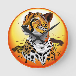 Cheetah African Feline Wild Animal Round Clock