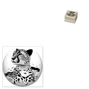 Cheetah African Feline Wild Animal Rubber Stamp