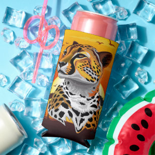 Cheetah African Feline Wild Animal Seltzer Can Cooler