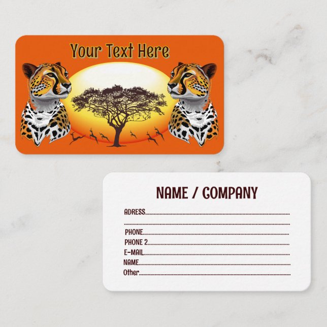 Cheetah African Feline Wild Animal Square Business Business Card (Front/Back)