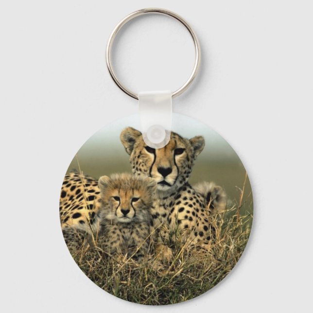 Cheetah and Cub Key Ring (Front)