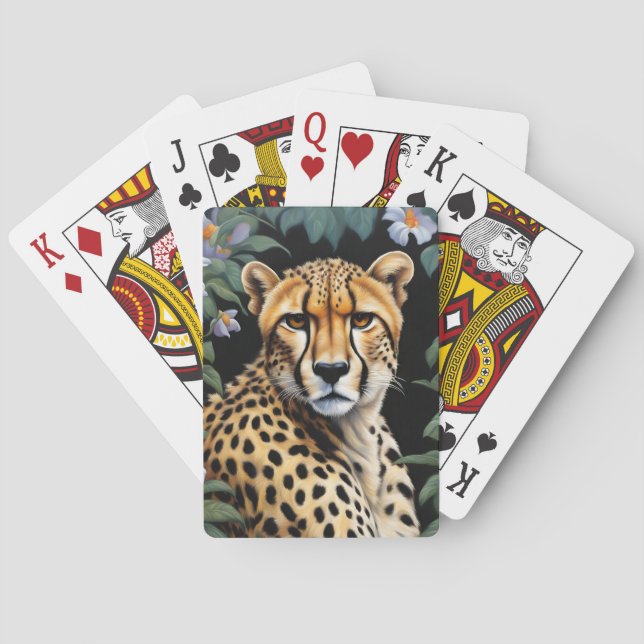 Cheetah and flowers playing cards (Back)