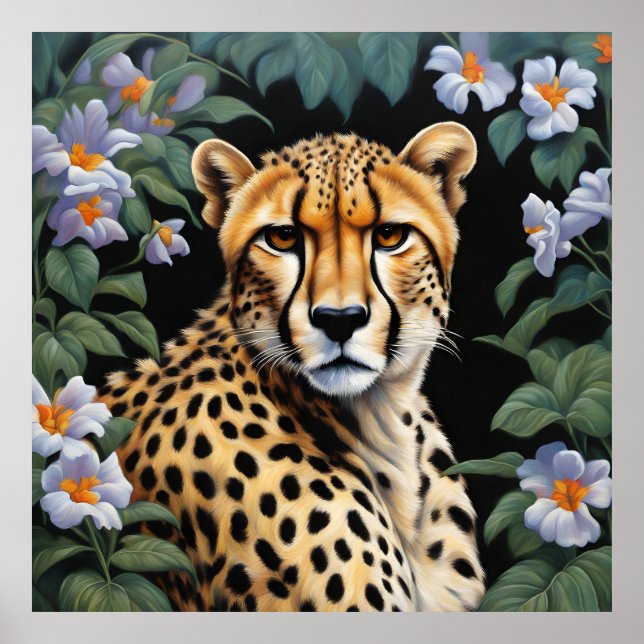 Cheetah and flowers poster (Front)