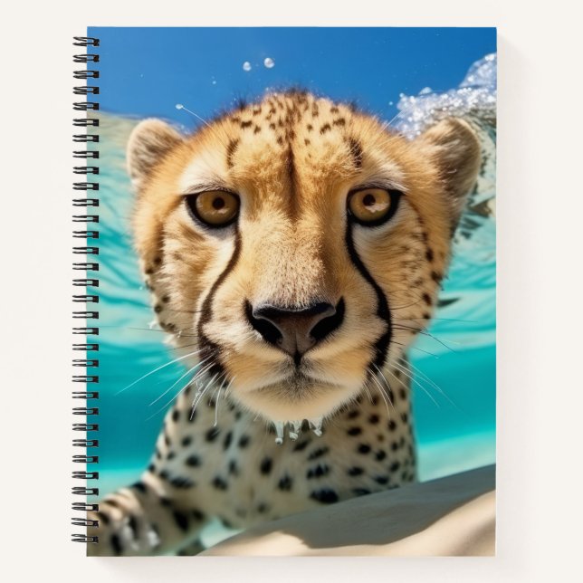 Cheetah Animal Fun Nature Playing Water  Notebook (Front)