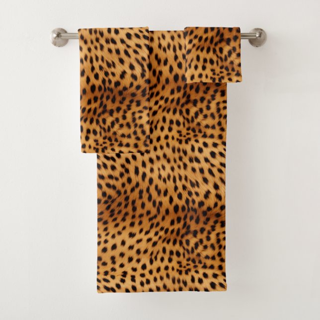 Cheetah Animal Fur Bath Towel Set (Insitu)