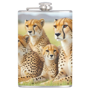 Cheetah Animal Nature Wildlife Affection Caring Hip Flask
