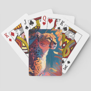 Cheetah Animal Portrait Painting Wildlife Outdoors Playing Cards