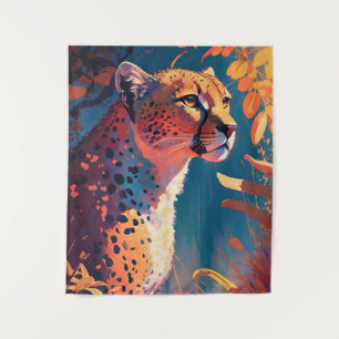 Cheetah Animal Portrait Painting Wildlife Outdoors Tapestry
