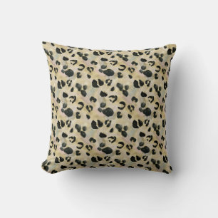Cheetah Animal Print Black, Gold Cushion