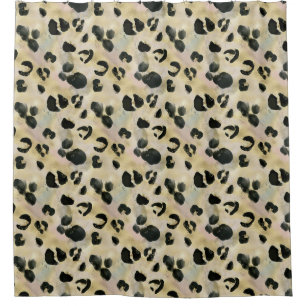 Cheetah Animal Print Black, Gold Shower Curtain