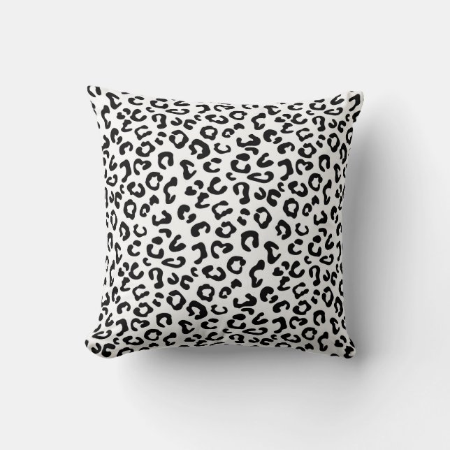 Cheetah Animal Print in Black and White Cushion (Front)