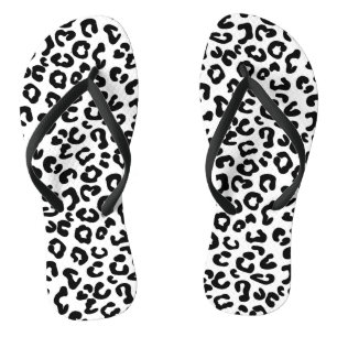 Cheetah Animal Print in Black and White Thongs