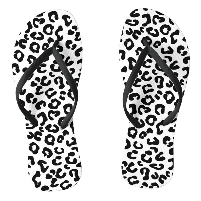 Cheetah Animal Print in Black and White Thongs (Footbed)